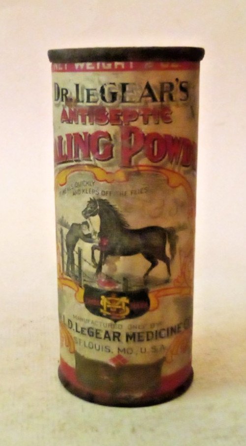 VTG DR LE GEAR’S ANTISEPTIC HEALING POWDER ADVERTISEMENT CARDBOARD CANNISTER FP