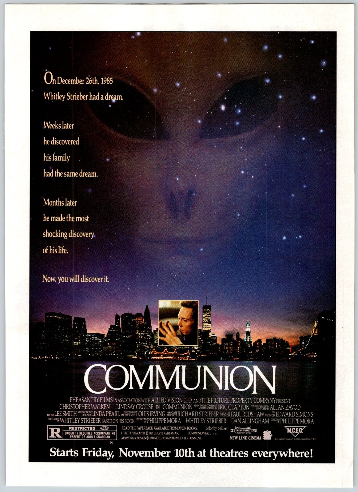 1989 COMMUNION MOVIE AD Vintage 8″X11″ Magazine Ad 1980’s M763