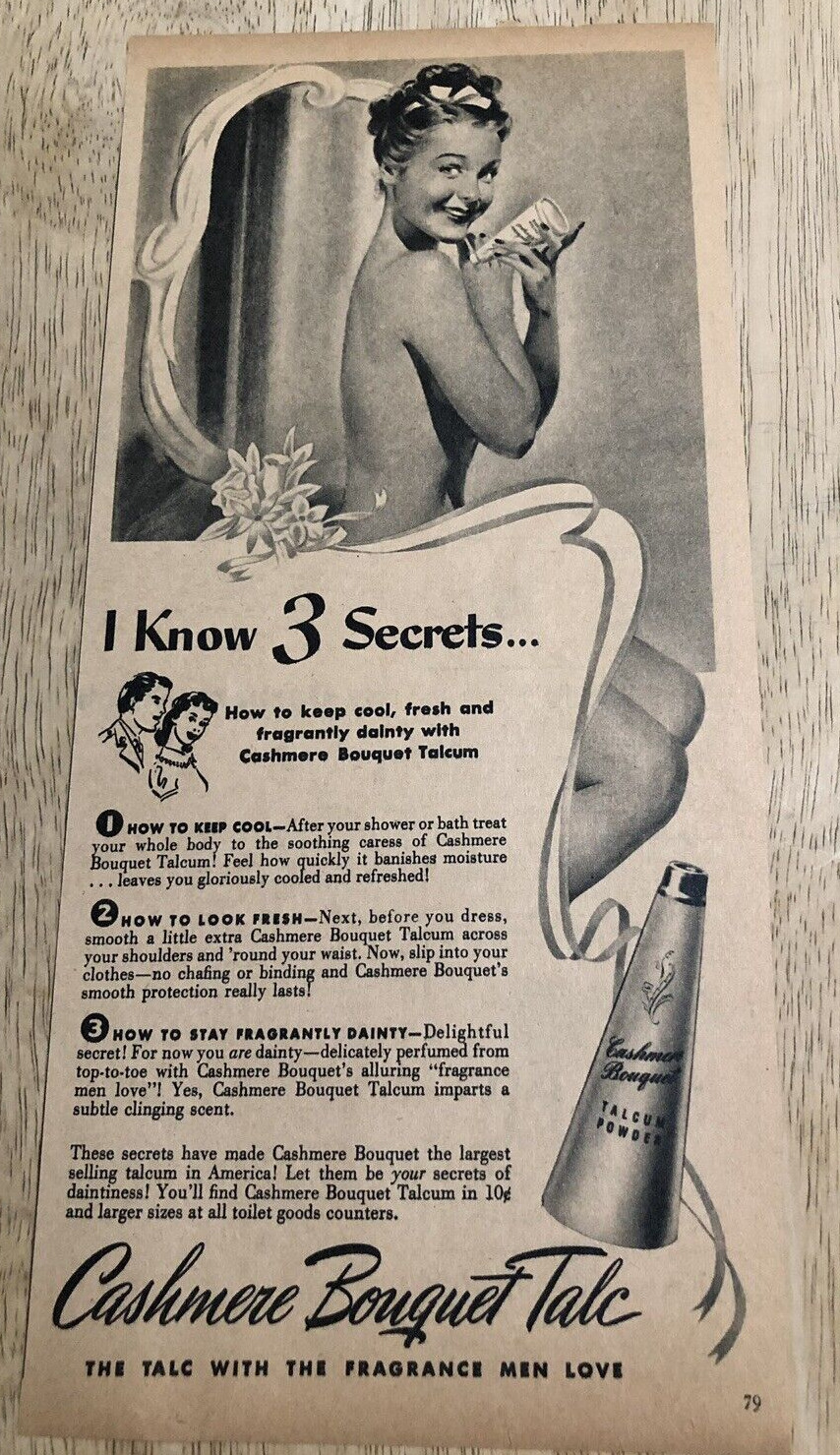 1940s CASHMERE BOUQUET TALCUM POWDER – Vintage Magazine Ad
