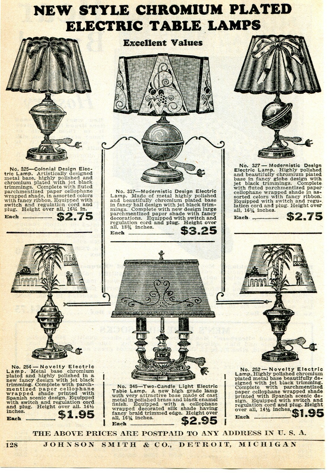 1936 small Print Ad of Novelty New Style Chromium Plated Electric Table Lamps
