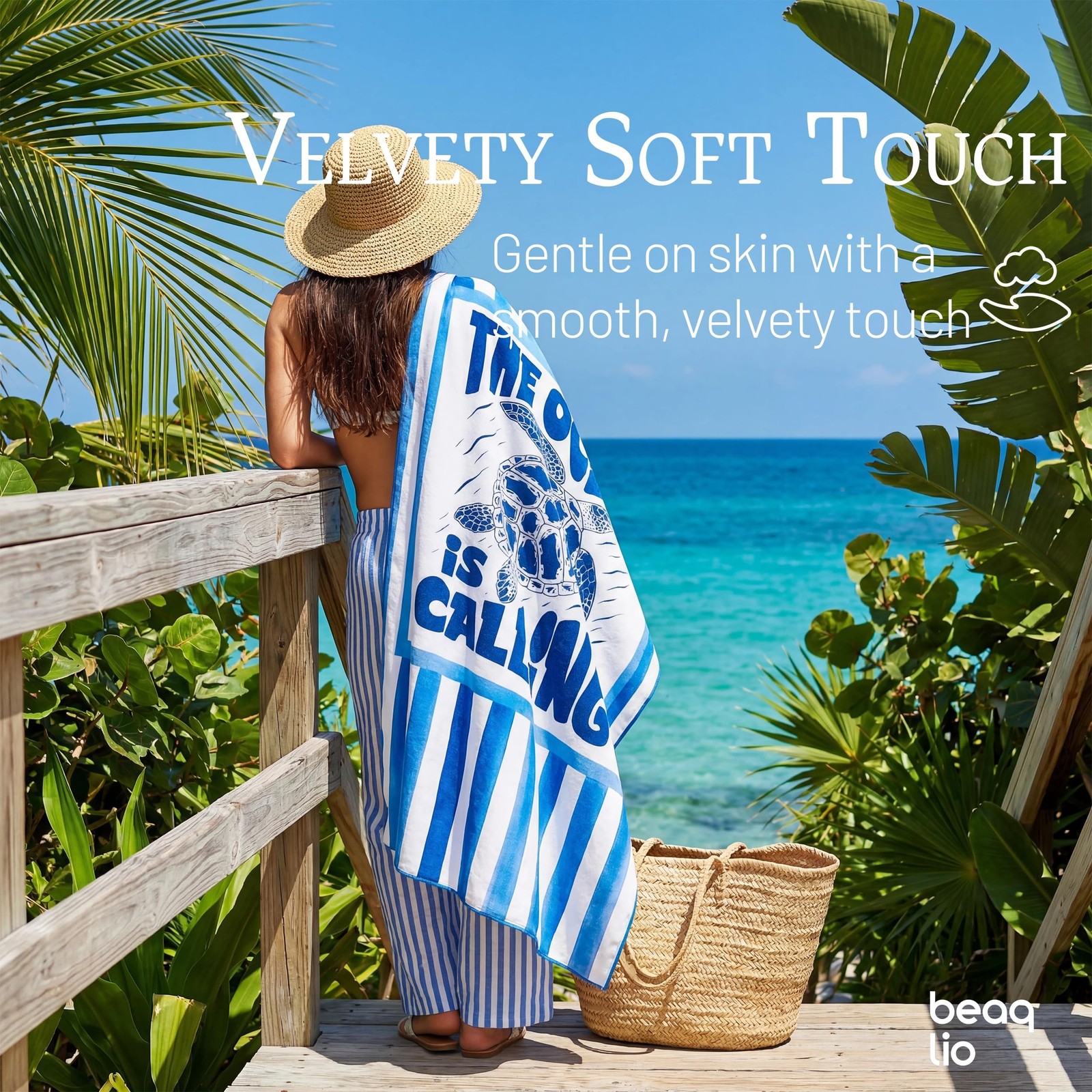 Microfiber Beach Towel Oversized w/Travel Bag, 71 * 36” Double Print 2-in-1 …