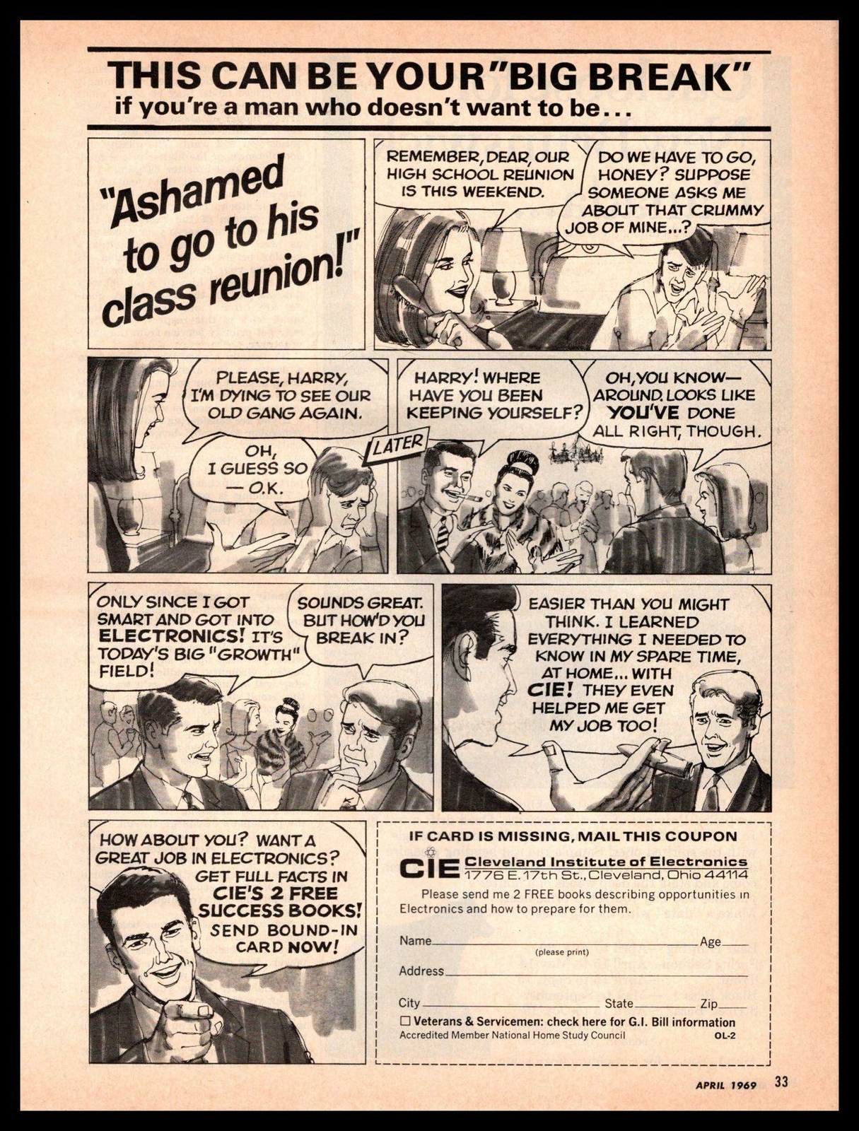 1969 Cleveland Institute Of Electronics Ohio Cartoon Book Offer Vintage Print Ad