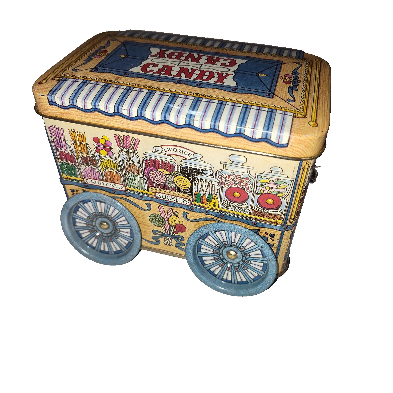 VTG Keller Charles Philadelphia Candy Wagon Tin Rolling Wheels Penny Candy Shop