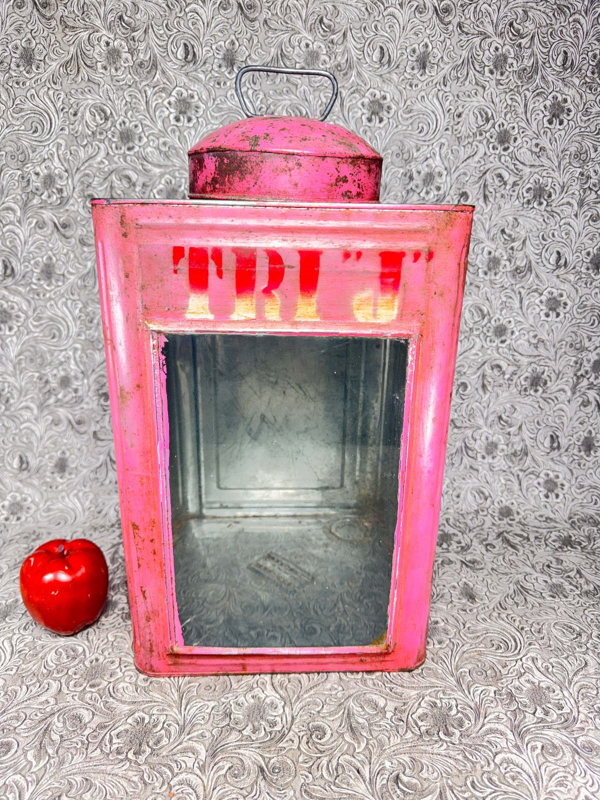 Antique Primitive Candy Cracker Bread Tin Container General Store Dry Goods 18″