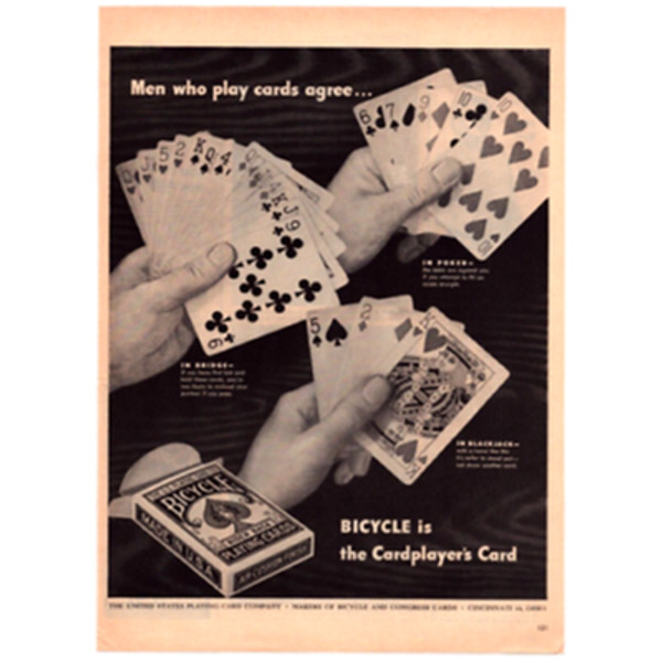 1946 Print Ad Bicycle Playing Cards Bridge Poker Blackjack For Men Who Play!