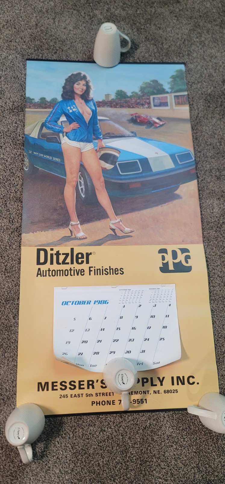 Vintage 1986 pinup advertising calendar PPG DITZLER AUTOMOTIVE FINISHES Poster