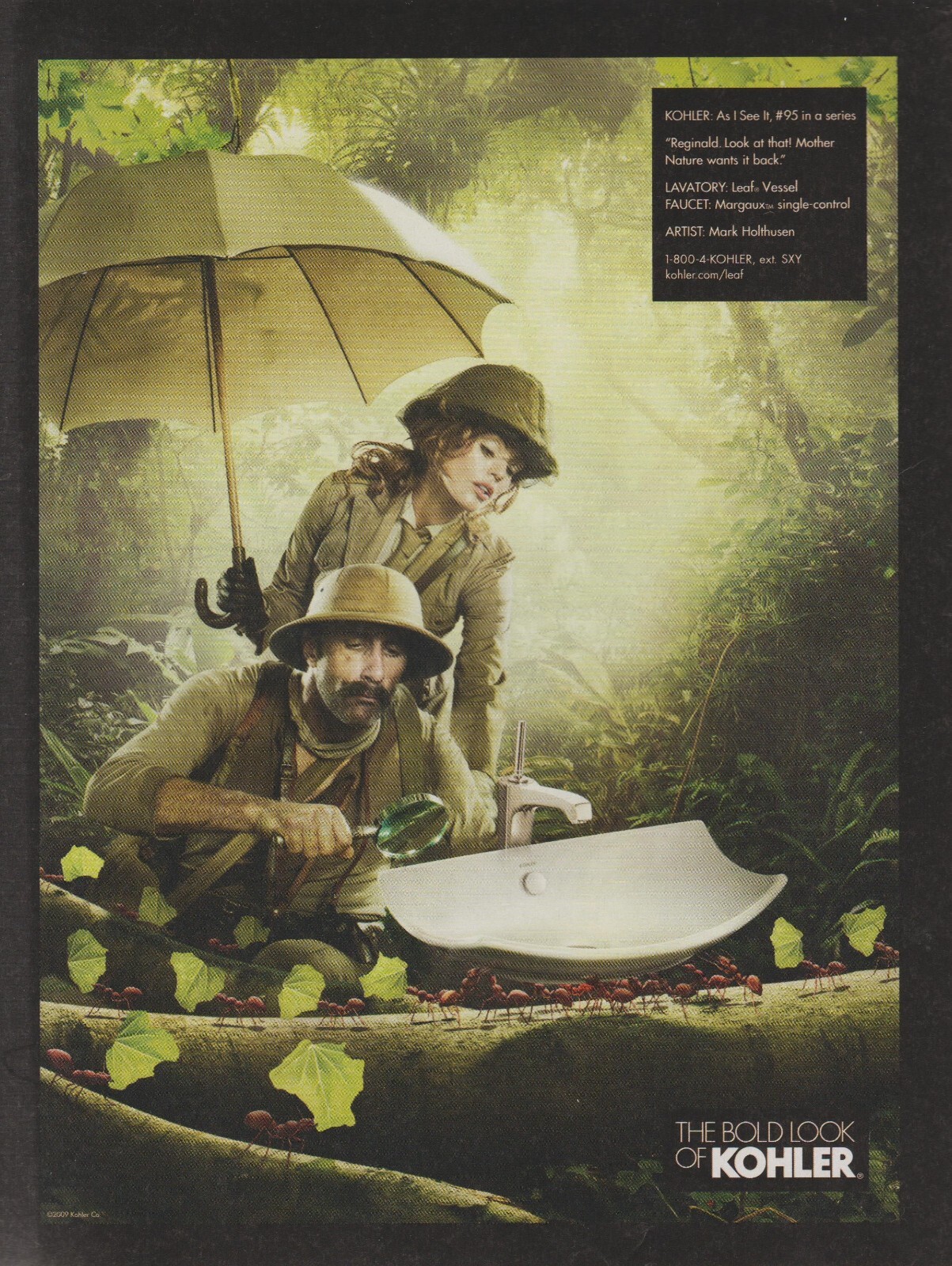2009 Kohler Plumbing Fixtures – Ants Carry Sink, Jungle Explorers – Print Ad Art
