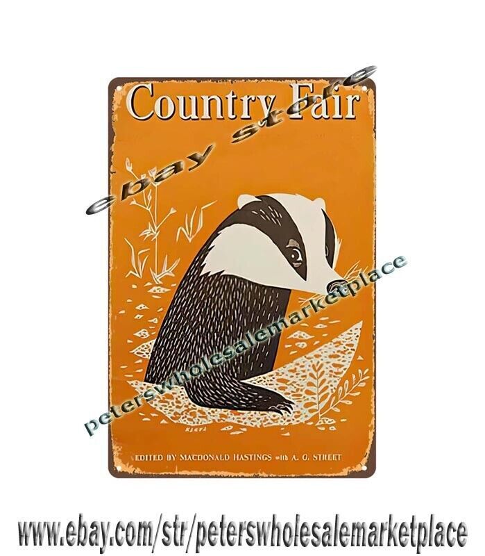 garage poster kitchen wall decor 1950s country fair animal metal tin sign