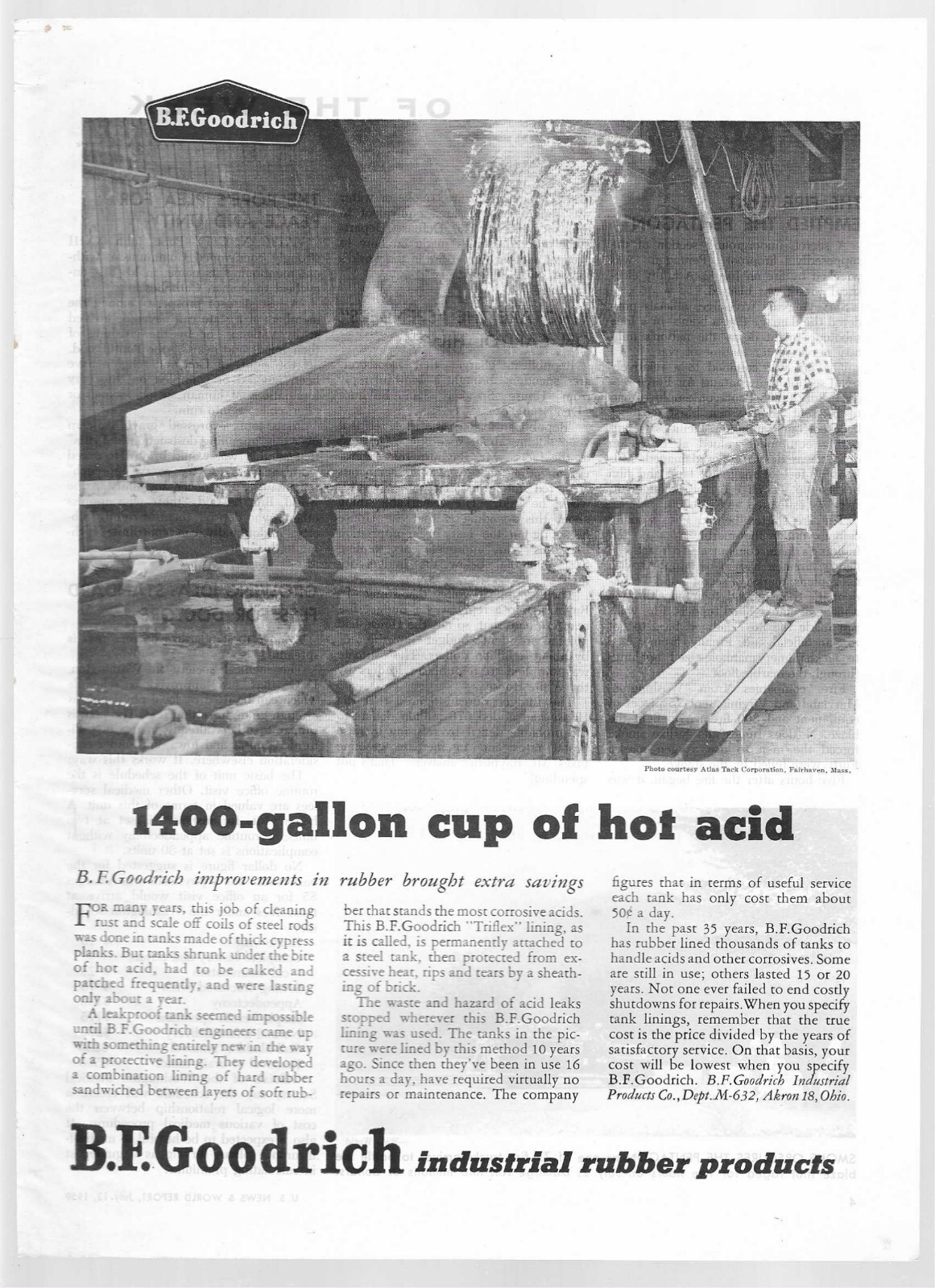 B.F. Goodrich Industrial Rubber Products 1959 Vintage Print Ad