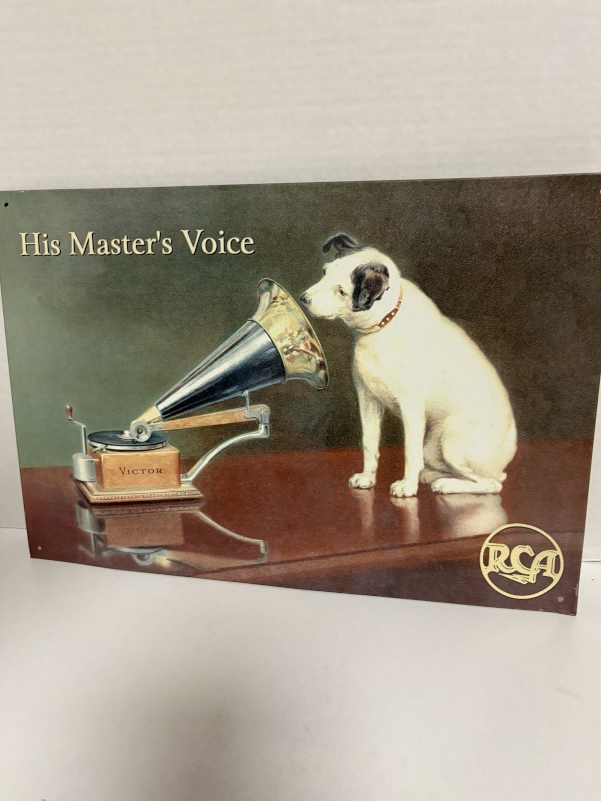 His Masters Voice Victor Talking Machine Co Metal Sign 16×11