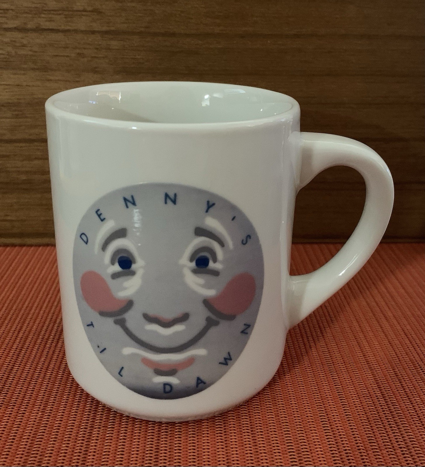 Vintage DENNY’S TIL DAWN Heat-Activated COFFEE MUG 8 Oz. Changes Moon to Sun EUC