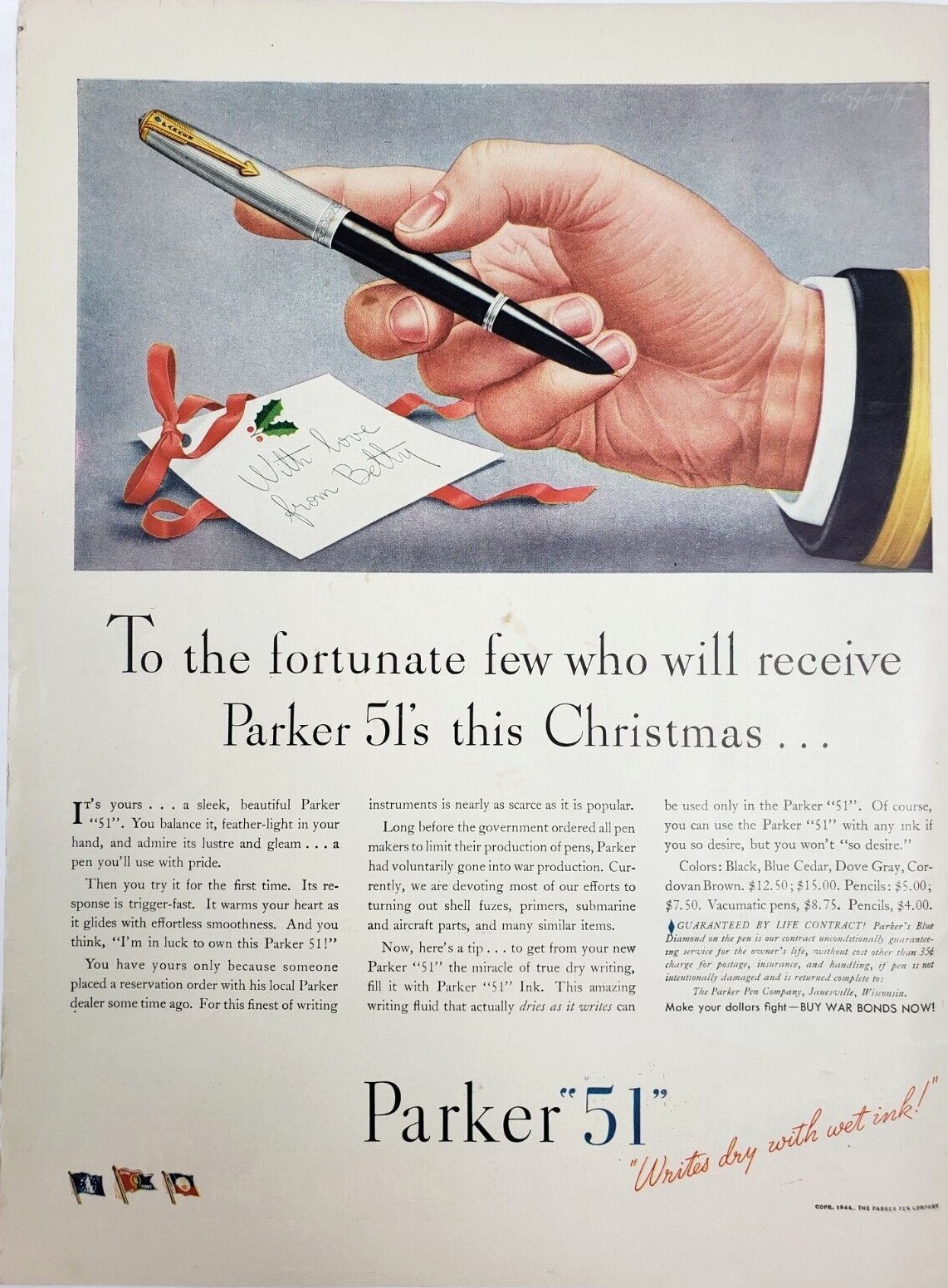 Parker 51 Pen Co Vintage 1944 Writing Instrument WI Fortunate Few WWII Christmas
