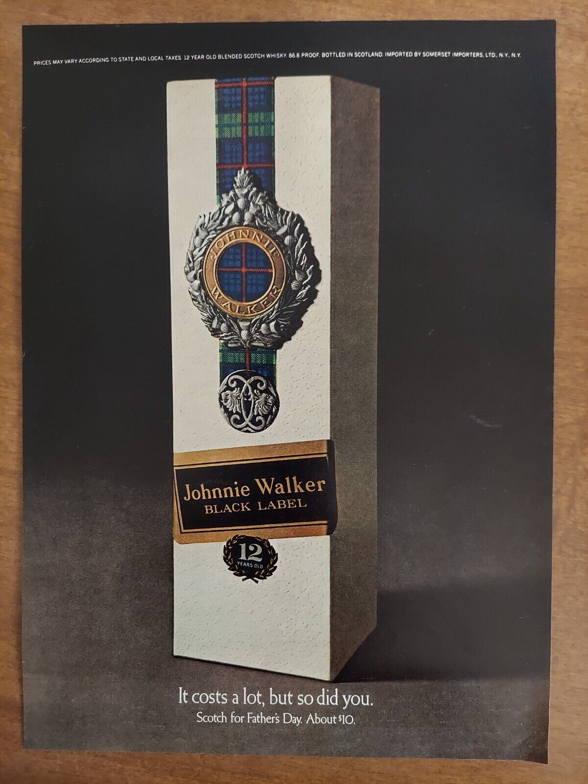 Johnnie Walker Black Label Scotch Fathers Day Gift Box 1970 Vintage Print Ad