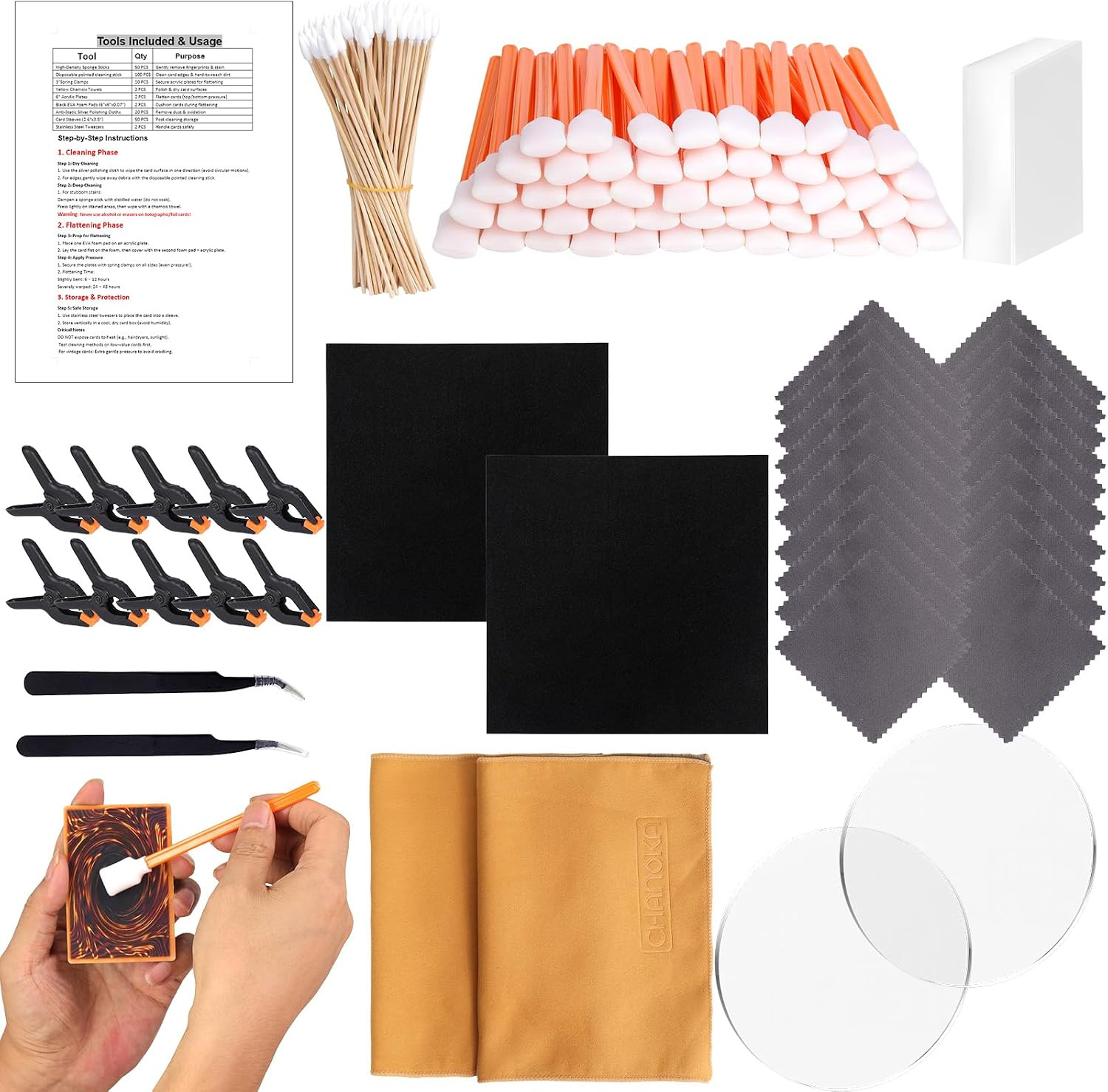 238 Pcs Card Cleaning Kit, Trading Card Cleaning Kit & Sports Card Flattening Ki