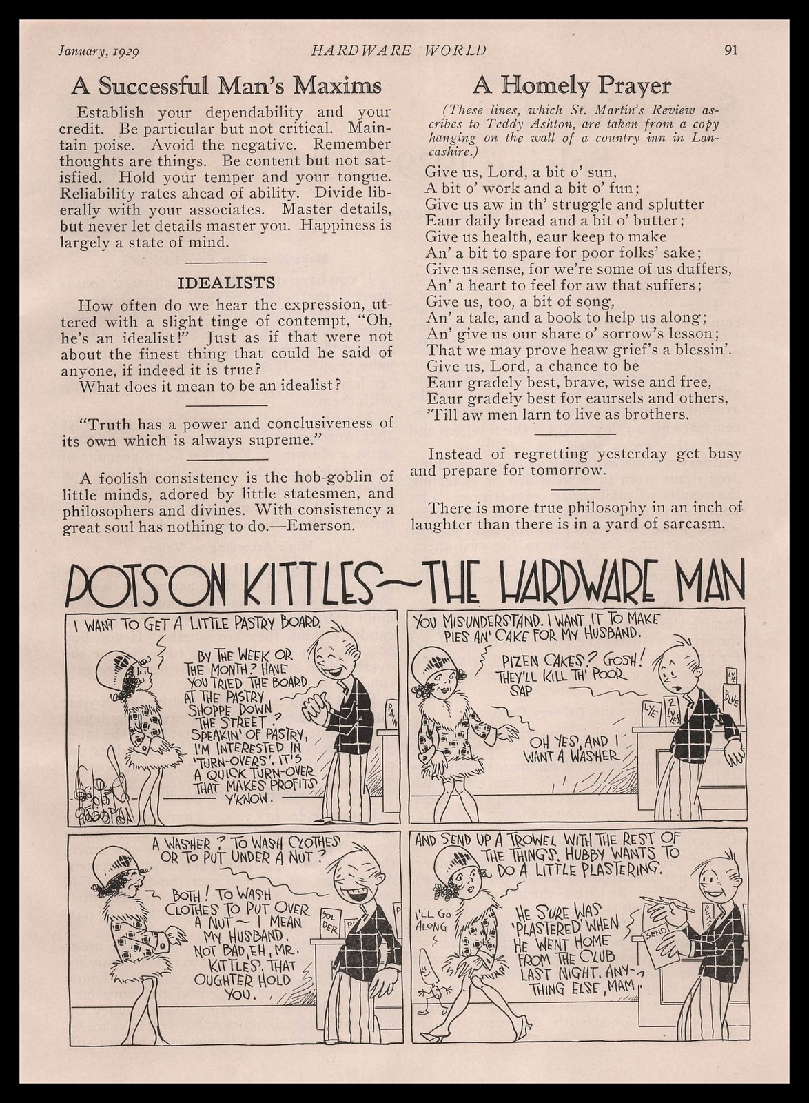 1929 Potson Kittles The Hardware Man Cartoon Comic Strip Art Vintage Print Ad
