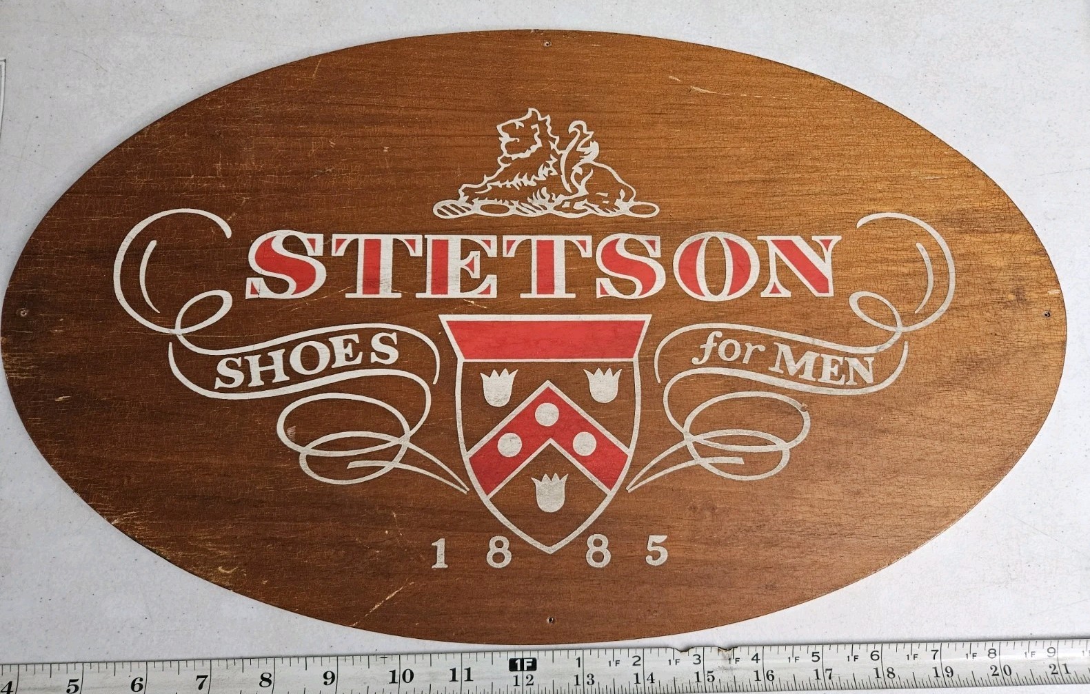 Vintage STETSON SHOES FOR MEN Advertising Wood Store Display Sign Rare