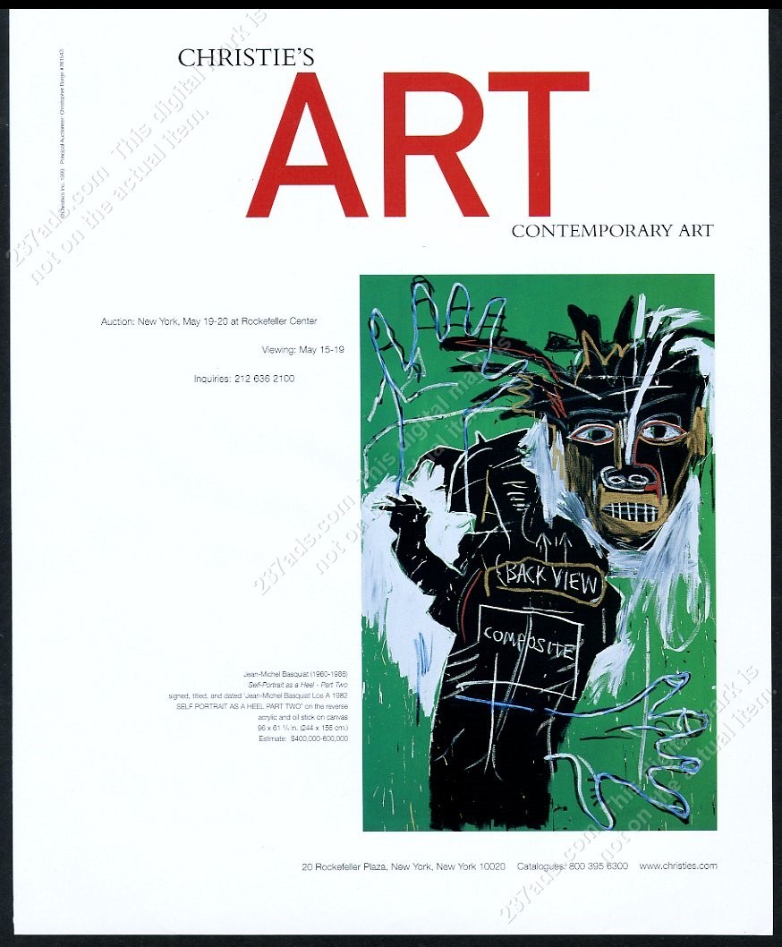 1999 Jean Michel Basquiat Self Portrait as a Heel Christie’s vintage print ad