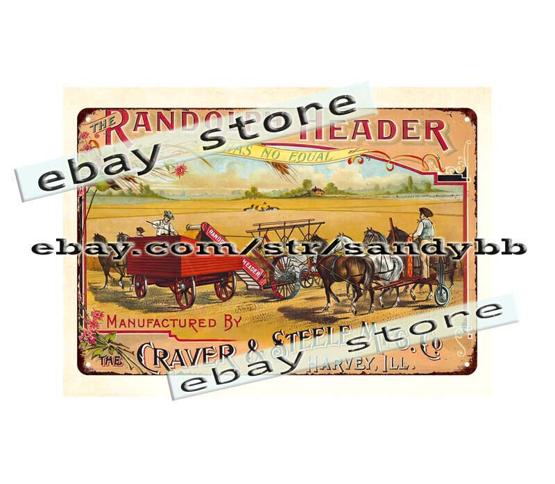 1900s Randolph Header farm equipments country living tin sign kitchen wall art