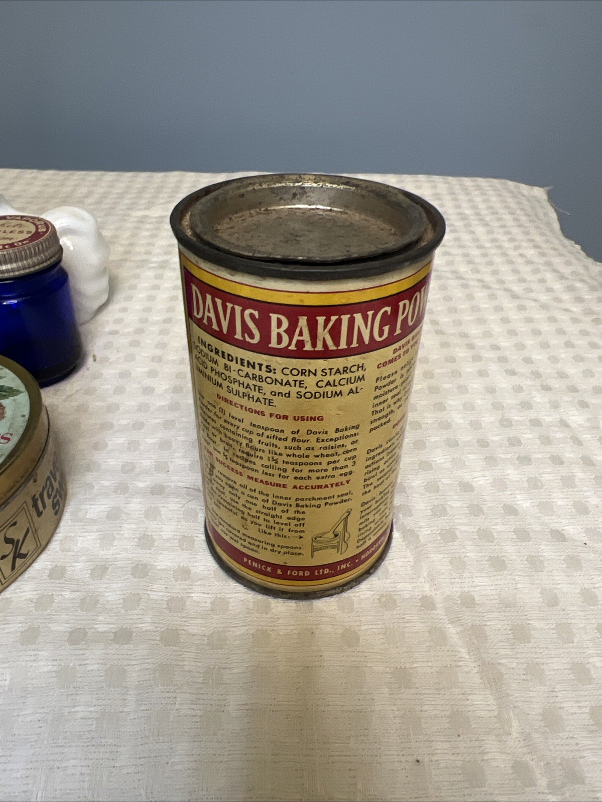 Lot of 13 Vintage Medical, Household Metal Tins, Glass Jars Avon Vicks Davis