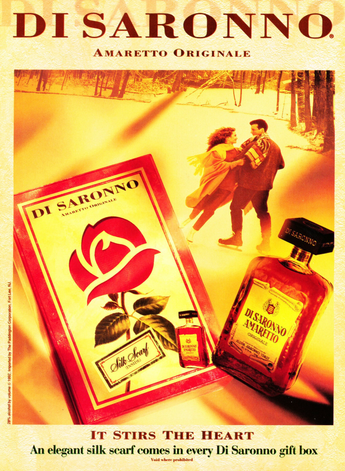 DISARONNO AMARETTO LIQUEUR AD #10 RARE 1992 OUT OF PRINT AMARETTO DI SARONNO