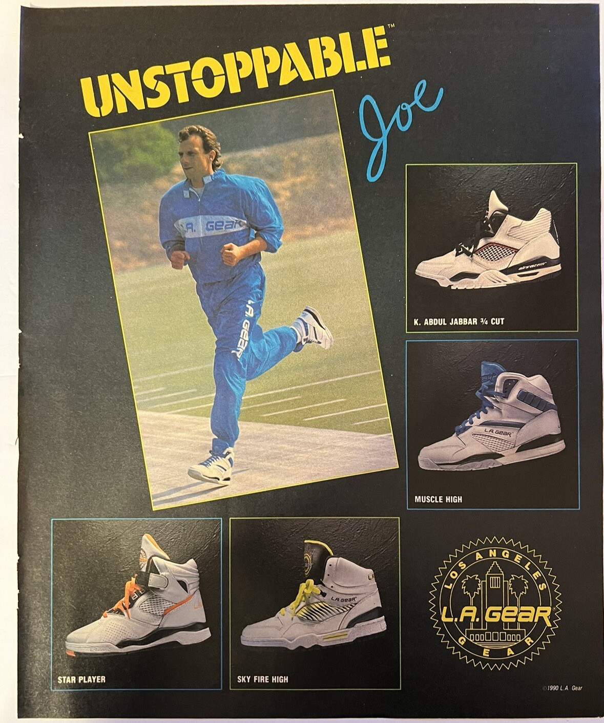 Vtg 1990 RS Magazine Print Ad, LA Gear, Joe Montana, Unstoppable Joe