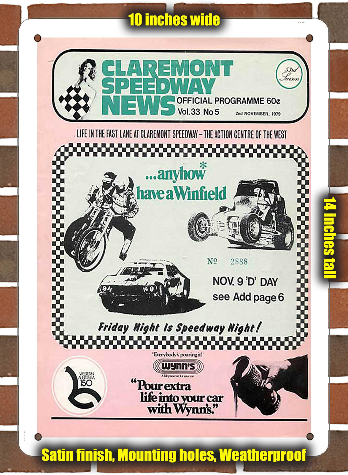 Metal Sign – 1979 Claremont Speedway Racing Program – 10×14 inches