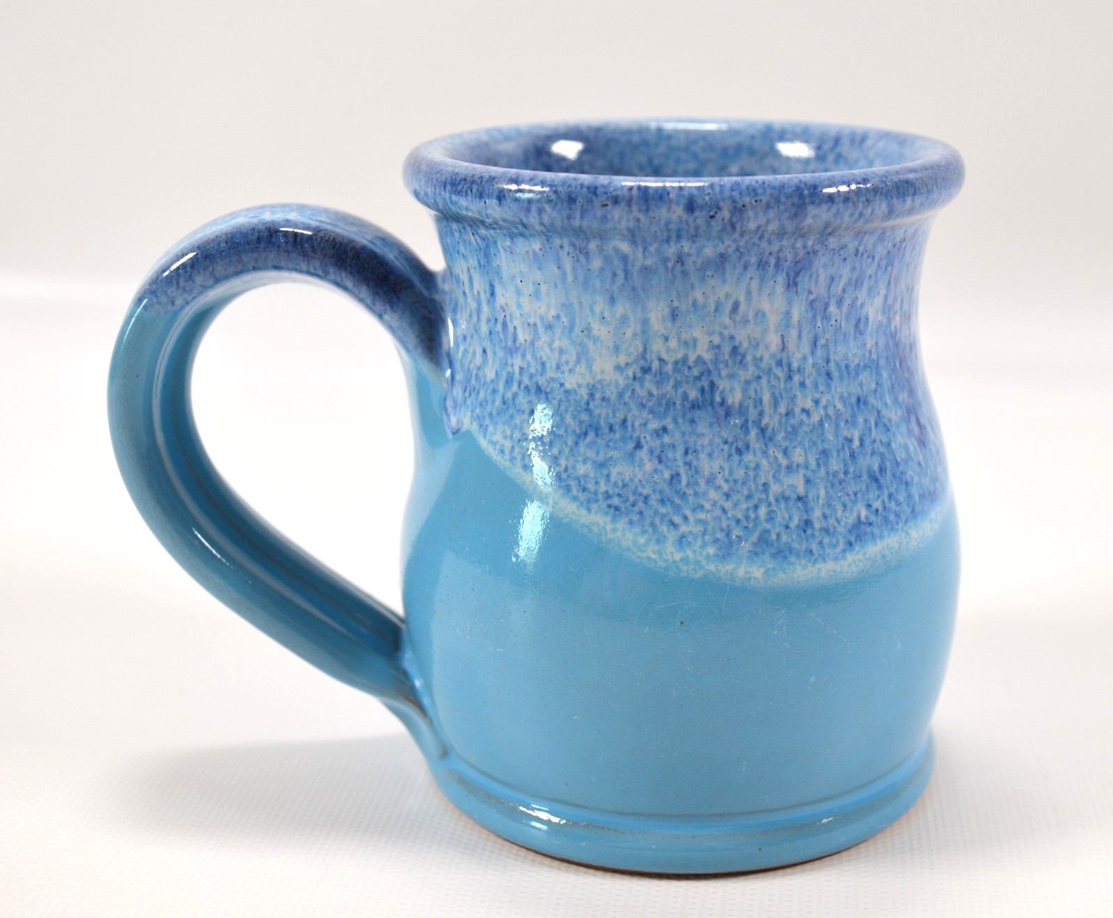 Deneen Pottery ANOTHER BROKEN EGG CAFE Coffee Cup Blue Drip Glaze Fisher, IN