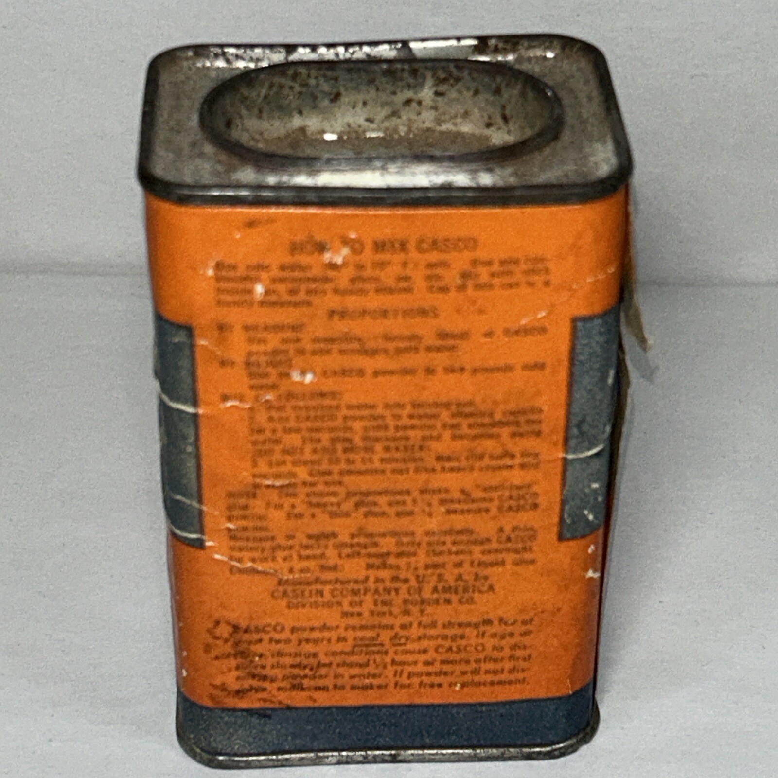 Antique Casco Can Powdered Casein Glue Grade A Advertising Collectible 10E08