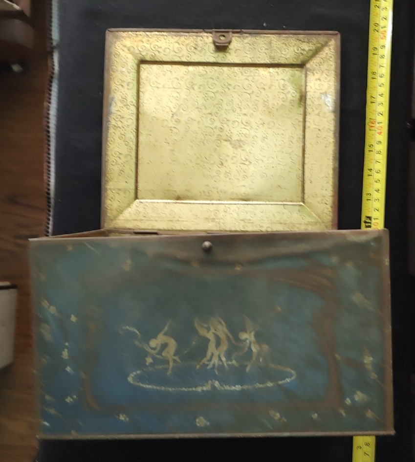 1920s Globe Soap Hinged Top Tin with Dancing Nymphs – Vintage – AS-IS