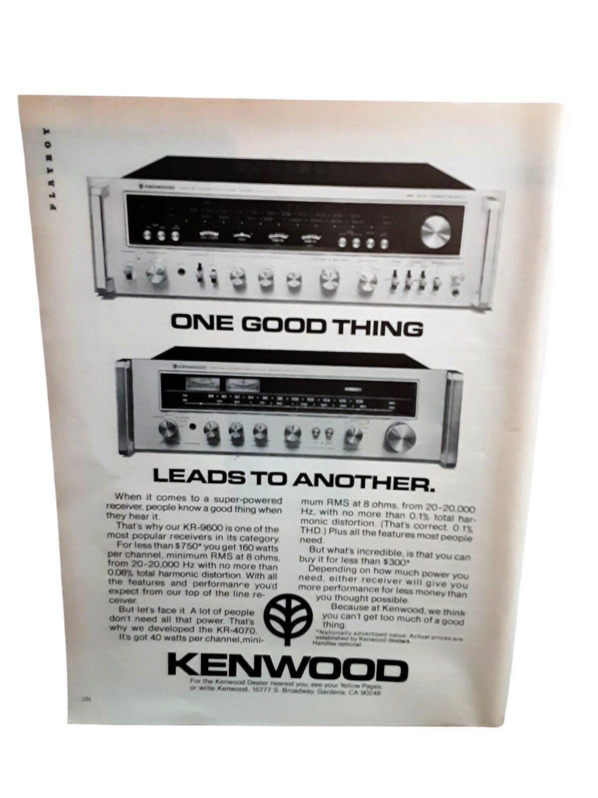 1978 Kenwood KR-9600 KR-4070 Receiver Vintage Print Ad Stereo Audio