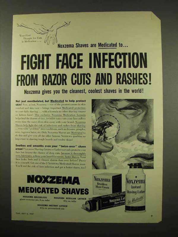 1957 Noxzema Shave Cream Ad – Fight Face Infection