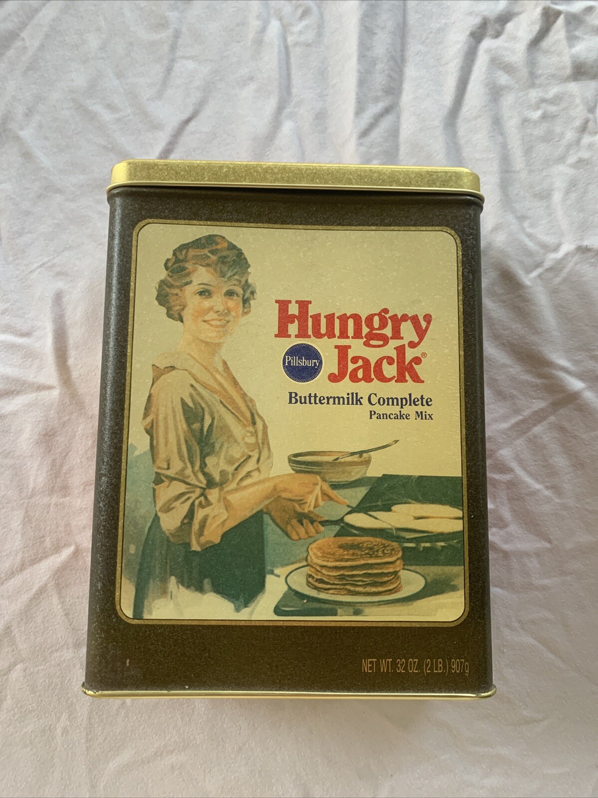 VTG Pillsbury HUNGRY JACK Buttermilk Complete Pancake Mix 32 oz Tin Canister