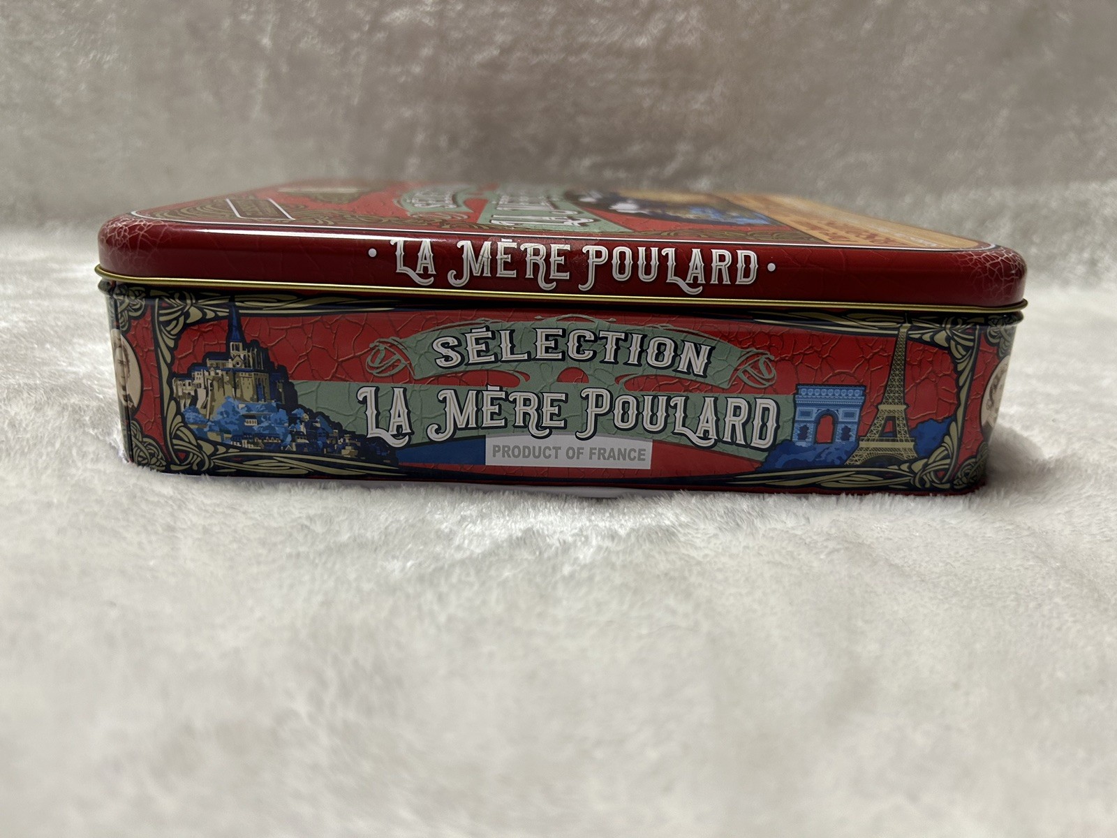 Red square storage container tin
