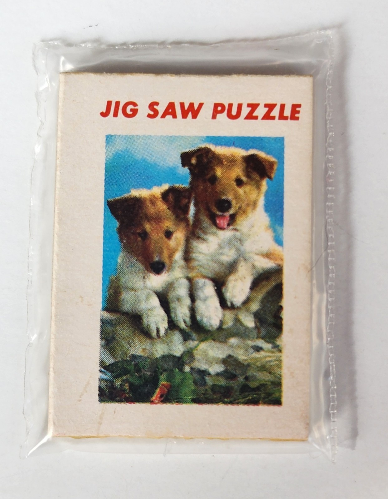 1966 Vintage Premium Cracker Jack Prize Jig Saw Puzzle of Two Puppies Toy