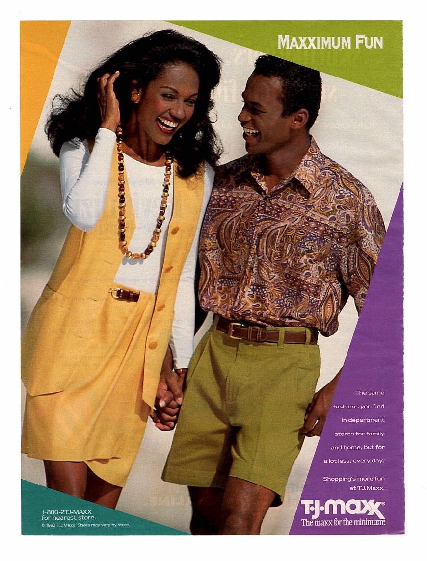 vintage 1990s magazine print ad MAXIMUM FUN Fashion sexy couple TJ MAXX