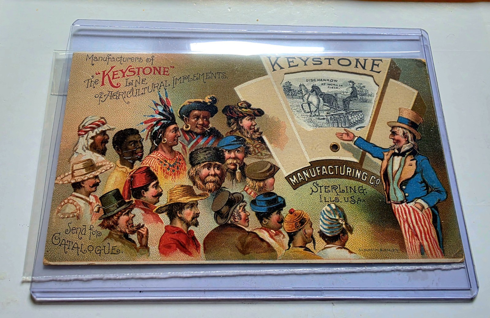 Mechanical Keystone Manufacturing Agriculture Sterling, Il Victorian Trade Card