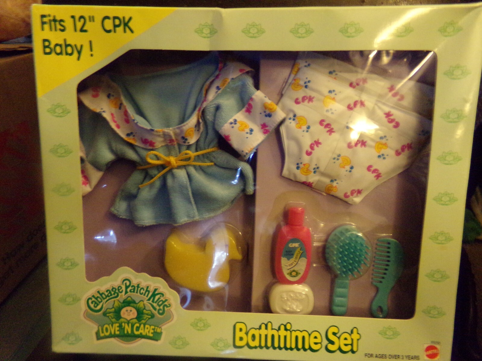 KIDS LOVE N CARE BATH TIME SET OUTFIT APPROX 12IN SIZE BABY DOLLS BOXED MATTEL