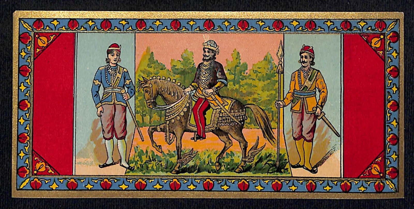Perfume? Soap? Cigar? Label – Soldier On Horse Glossy Litho Gilt VGC