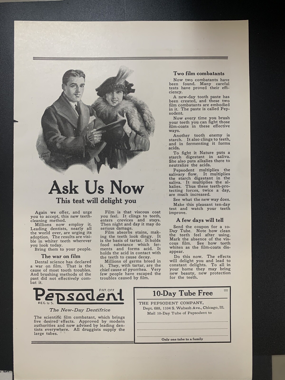 Vintage 1922 Pepsodent Ask Us Now Ad Advertisement