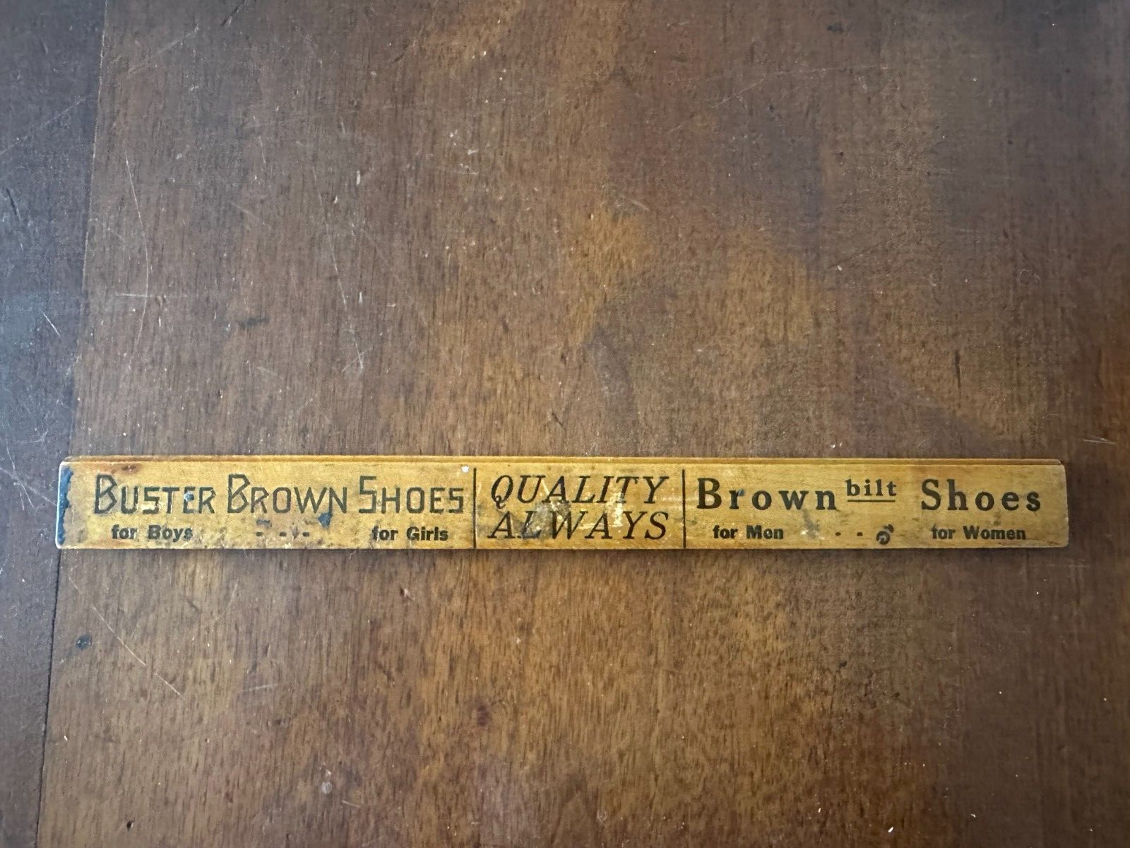 VINTAGE 12″ ADVERTISING RULER – KLEINS’ STORE CARBONDALE PA – BUSTER BROWN SHOES