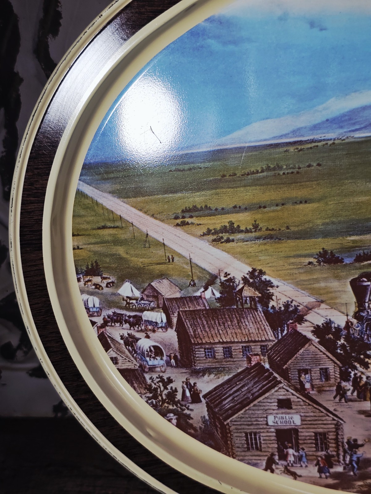 VTG 1982 “Across The Continent” Train/Locomotive Theme Tin, Carrier & Ives