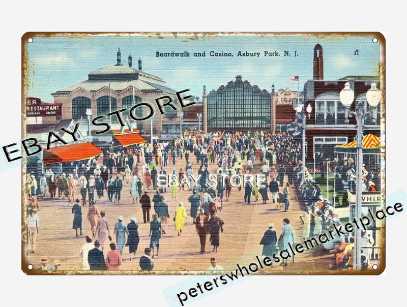 1930-45 Boardwalk casino, Asbury Park, New Jersey tin sign decor bar club shop