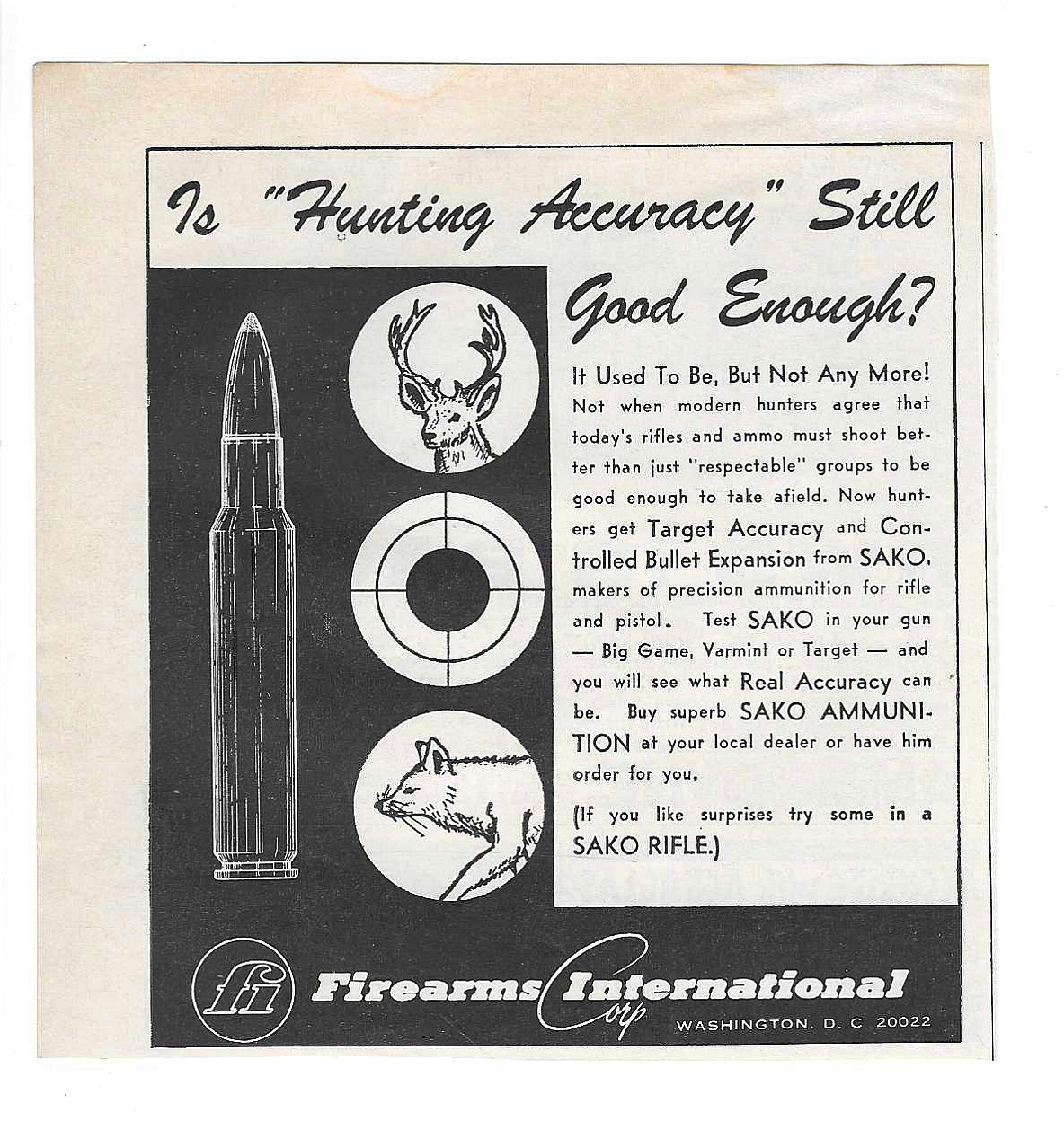 1966 Firearms International Washington DC & Ammodyne Vintage Gun Ammo Print Ads