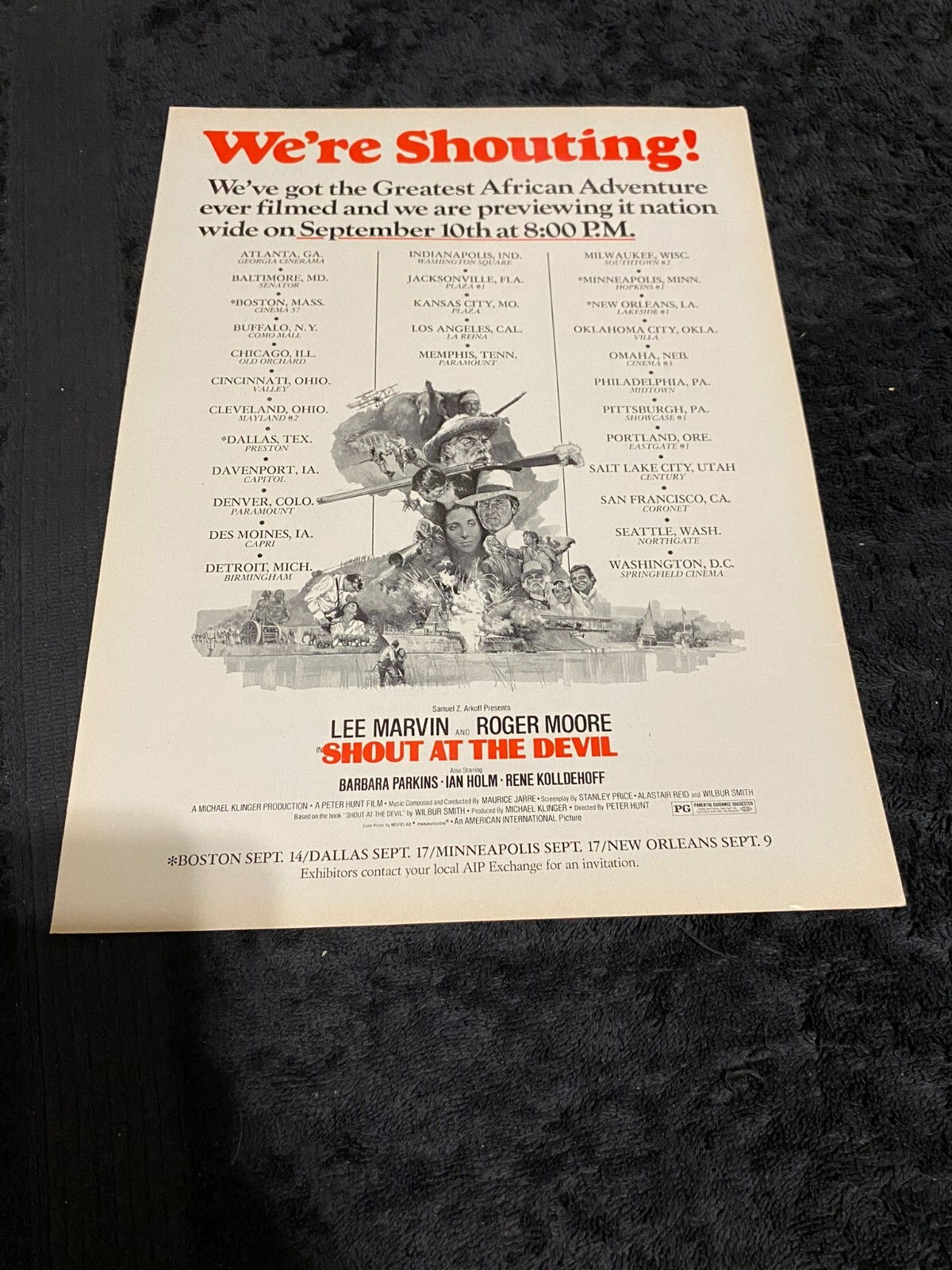 SHOUT AT THE DEVIL 1976 ad Lee Marviin, Roger Moore, Ian Holm, Barbara Parkins