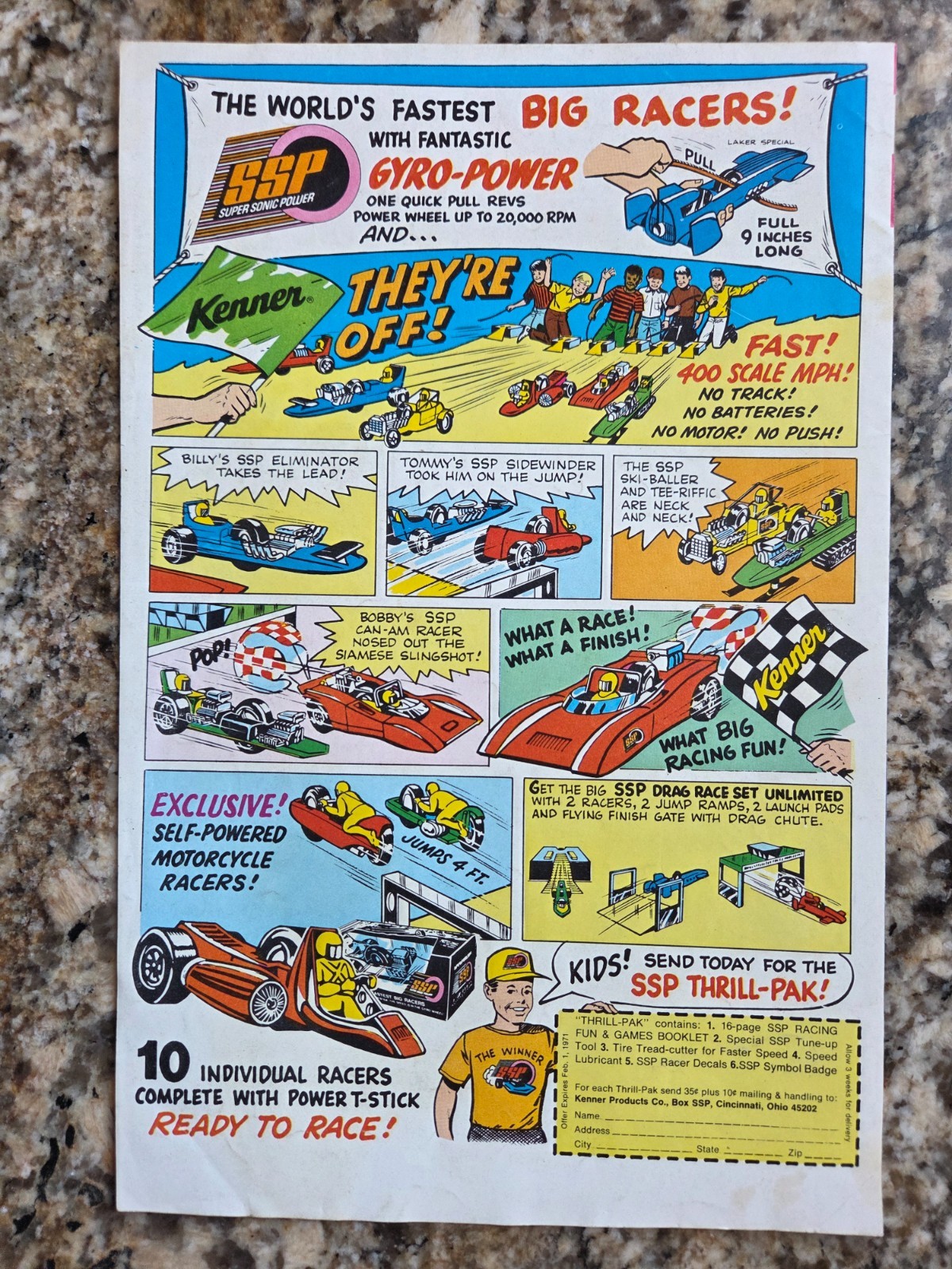 SSP World’s Fastest BIG RACERS GYRO-POWER Pak by Kenner Vintage Print Ad 1971