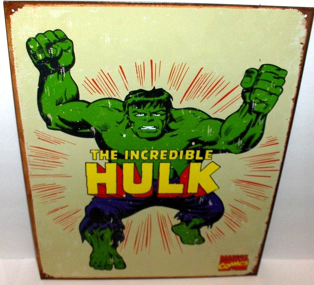 The Incredible Hulk`Marvel Comics,Metal Man Cave Collector Sign`NEW- Free To US