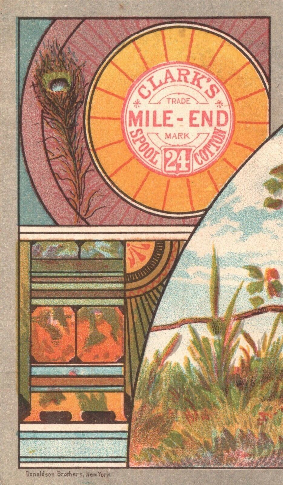 1880s-90s Clark’s Mile-End Spool Cotton Calendar Field Flowers Trade Card