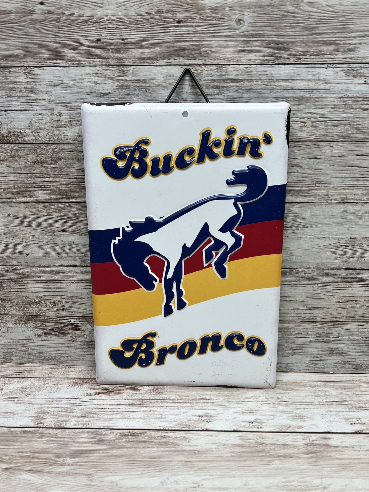 Buckin Bronco 8 x 6″ Metal Sign Licensed Rustic 4×4 Vintage With Hook