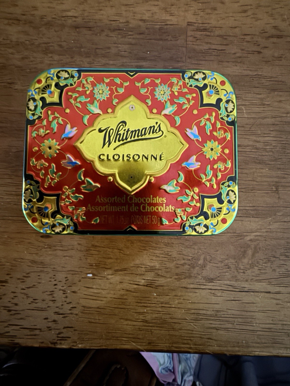 Whitman’s Chocolate Sampler EMPTY Tin Cloisonné Collectors 1920s Reproduction