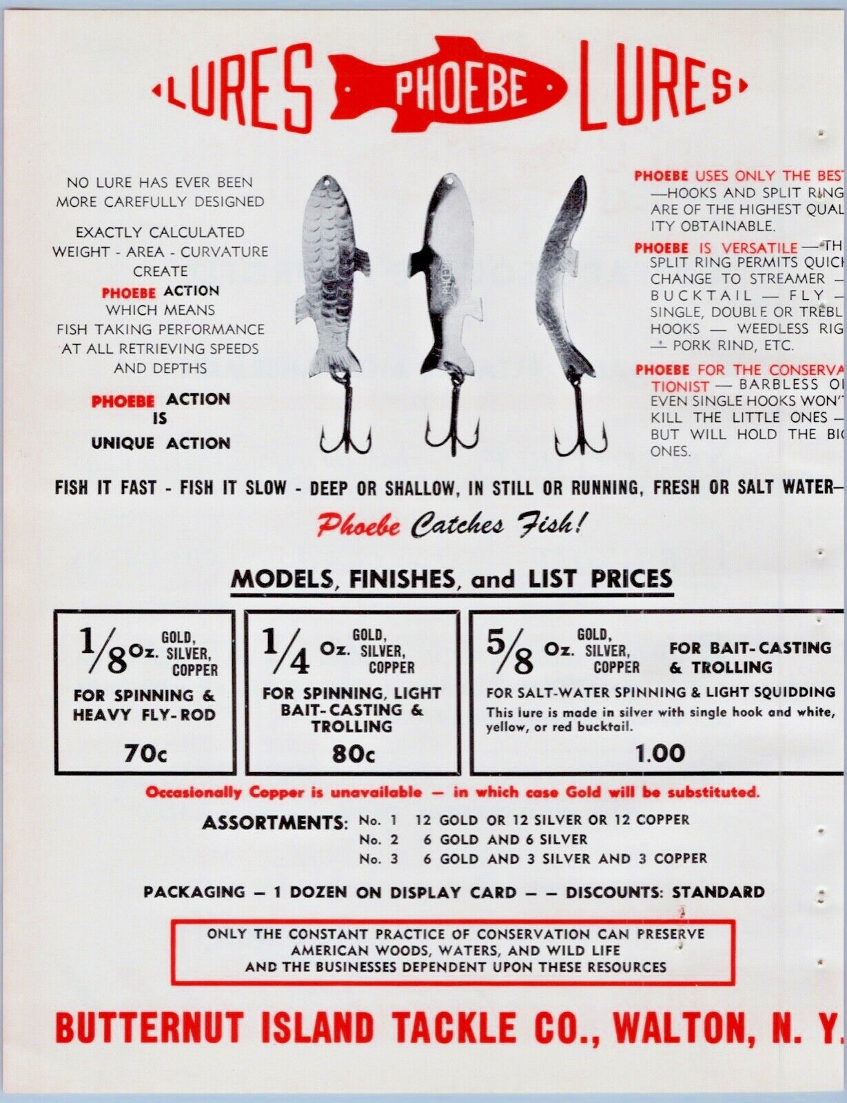 1955 Seneca Spin-A-Lure Old Fishing Lure Print Ad Flyer NY
